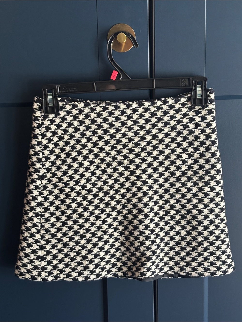 Monnalisa Black & White Houndstooth Knit Mini Skirt